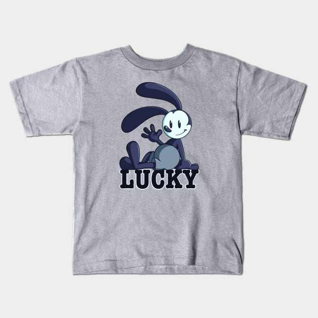 One Lucky Rabbit Kids T-Shirt by jfeldmanart